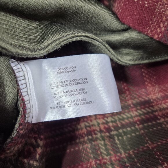 Orvis Shirt Mens Large Red Green Plaid Heavy Flannel Button Up Shacket Hiking - Picture 6 of 10